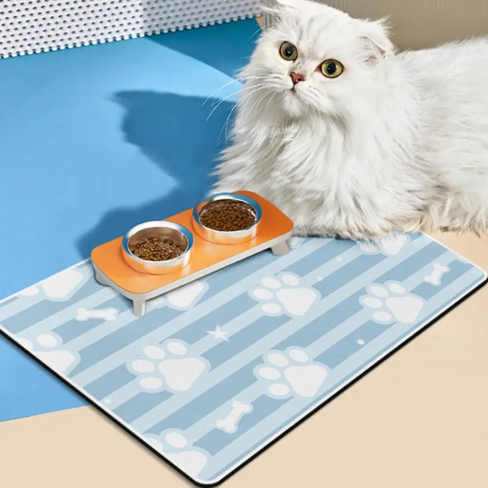 Pet Placemat Leak-proof Spill-proof Scratch-resistant Flexibility Double-sided Non-slip Fast Water Absorption Foldable Mat Soft