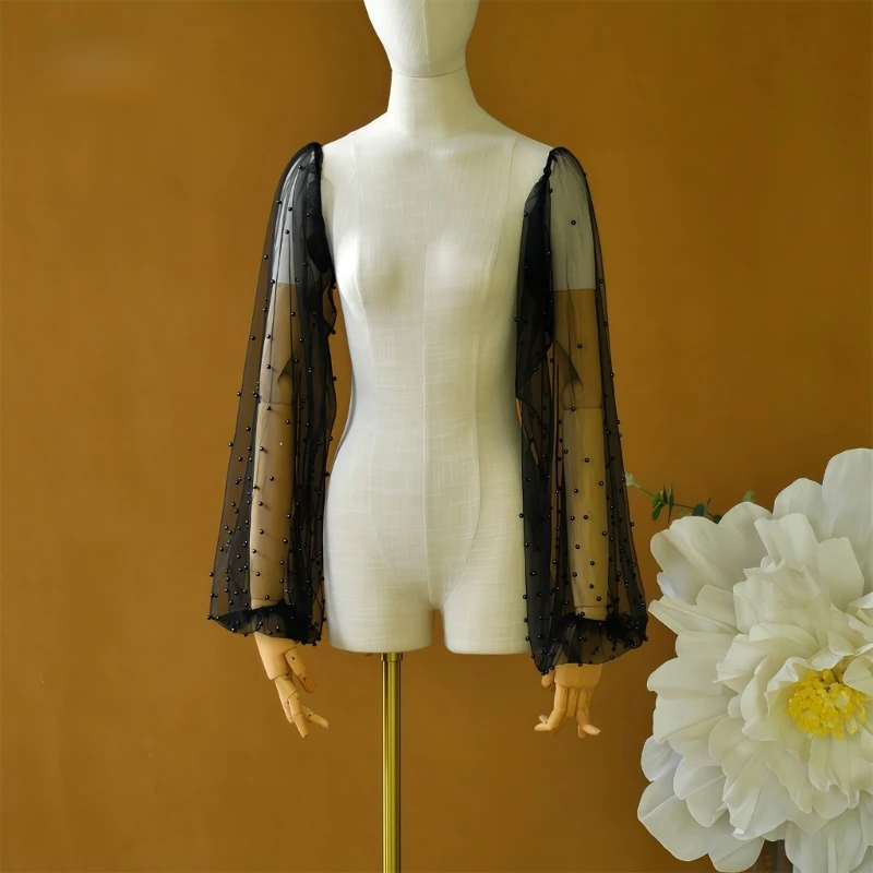  Ethereal Pearls Bridal Sleeves Skin friendly Lining For Ceremony Elegance