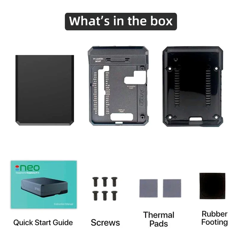 Argônio Neo Raspberry Pi 4 Case Shell de metal de alumínio Tampa magnética deslizante Dissipador de calor de resfriamento passivo Ventilador opcional para Pi 4 B