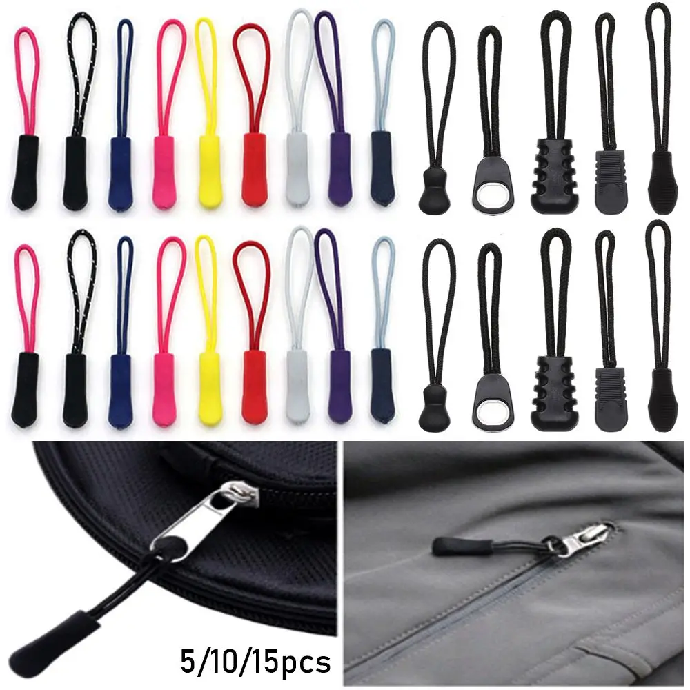 5/10/15pcs High quality Bags Clip Buckle Outdoor tools Zipper Pull Ends Lock Zips Cord Rope Pullers Zip Puller Replacement