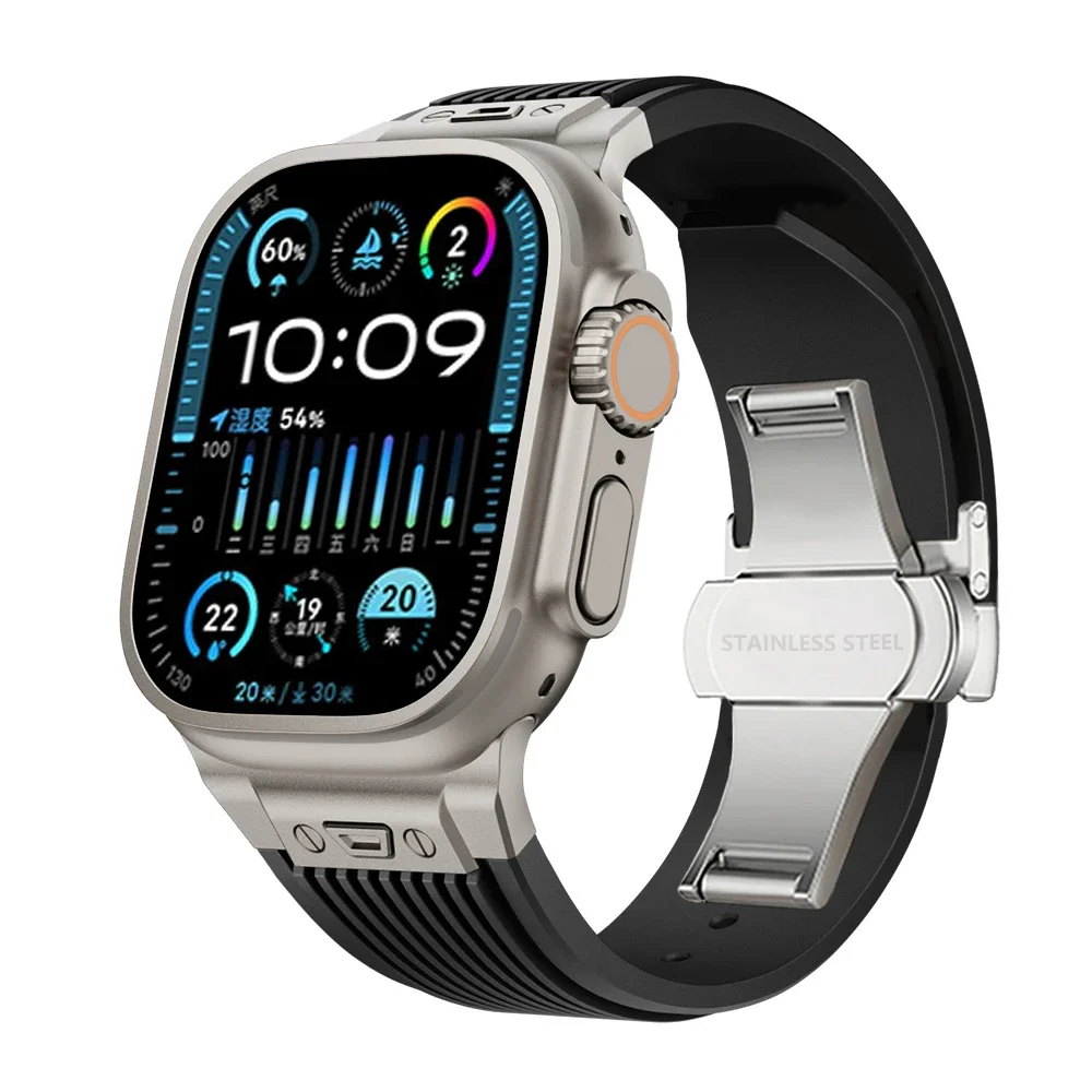 Rubber Man Strap for Apple Watch Ultra Series 9 7 8 4 5 6 se 3 45 44mm 42mm Sport Silicone Bracelet For iWatch ultra 2 49mm Band