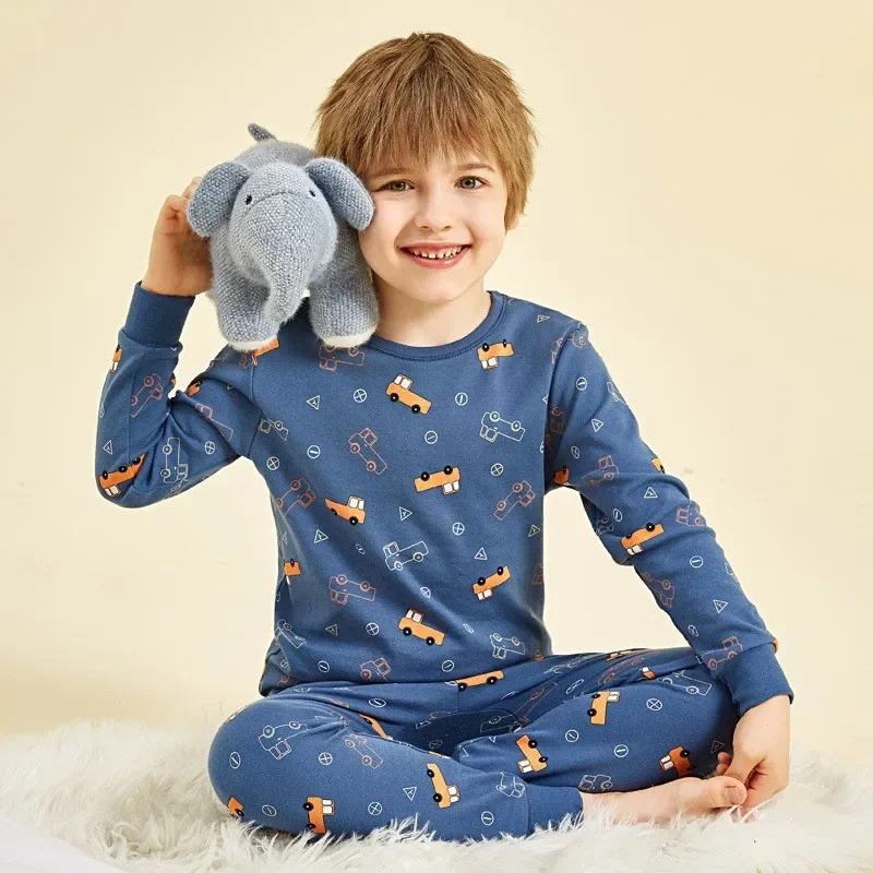 2 4 6 8 10 14 Yrs Boys Pajamas Baby Winter Bed Set Sleepwear Children's Clothing Girls Thermal Underwear Loungewear Kids Pijama