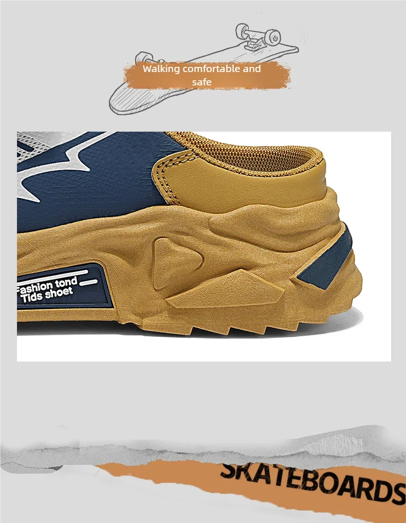 Herren Koreanische Lässige Atmungsaktive Freizeitschuhe Sommer Weichsohlige Rutschfeste Jugend-Halbslipper mit Drehbaren Schnürsenkeln Sport-Trendschuhe – Detail 6