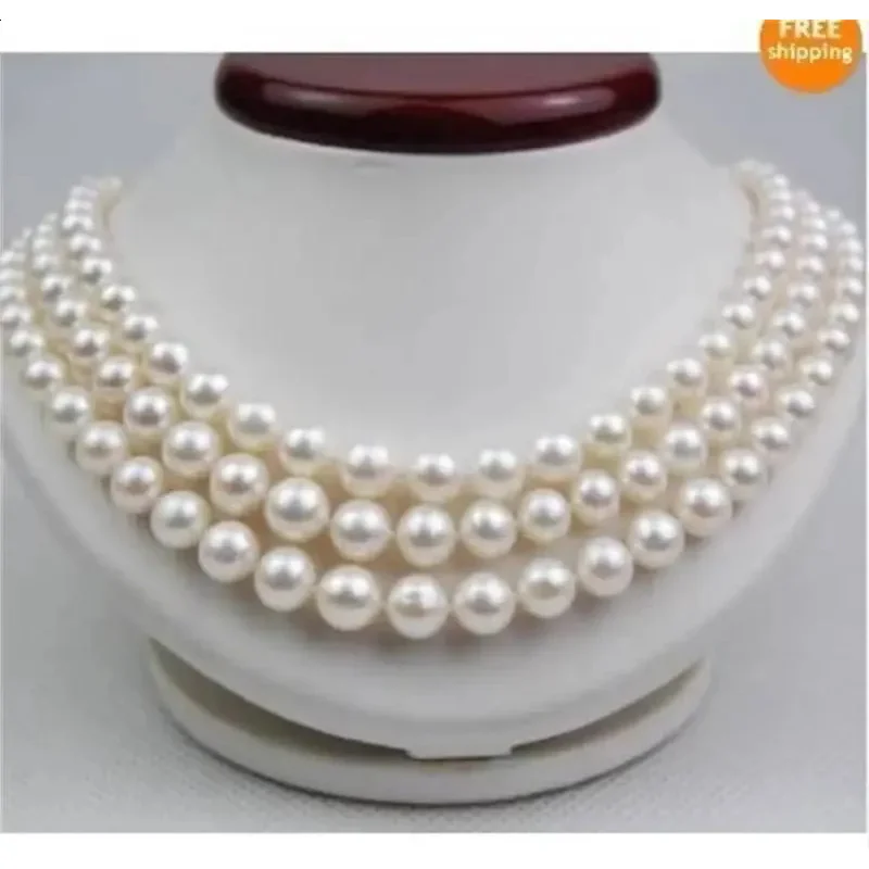

Pendant Nelaces 3 Rows 8mm white south sea shell pearl nelace 17-19" 231118