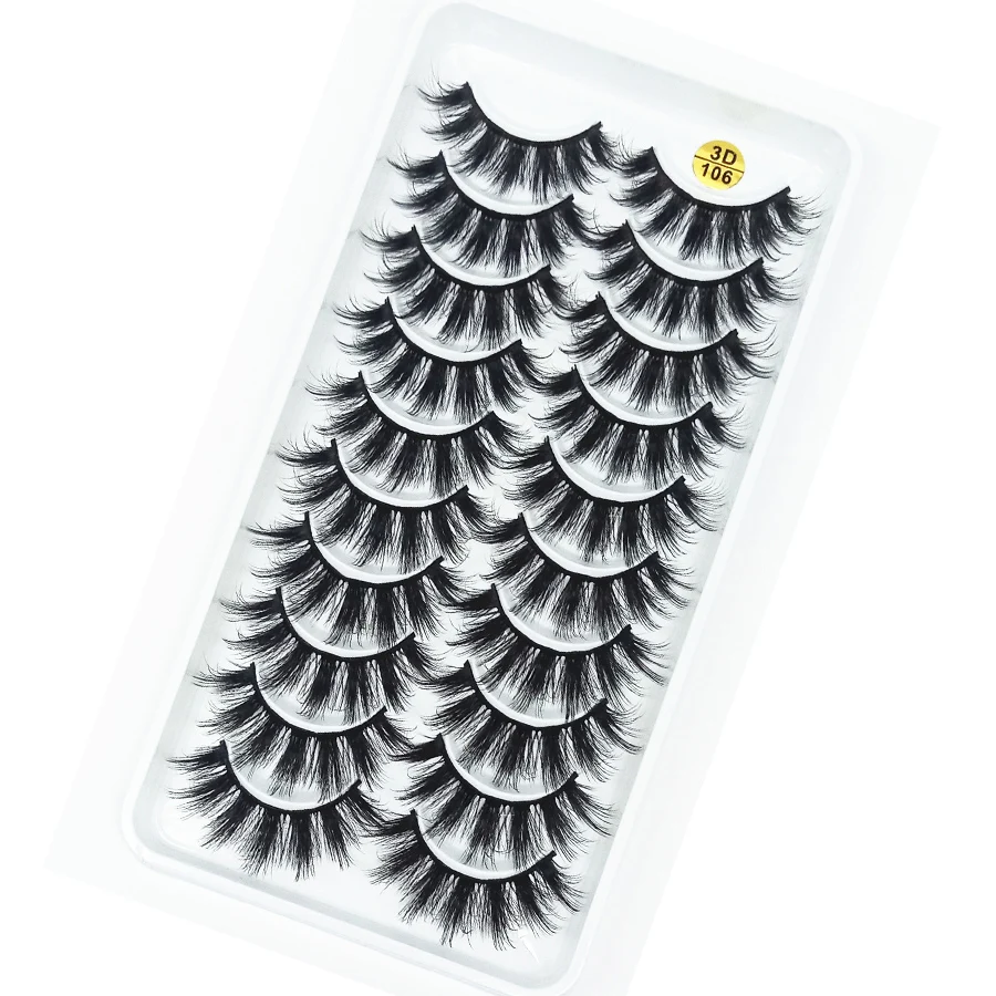 10 pairs/Tray  3D SeriseUltra-fine flexibel invisible and soft magnification strip eyelash with Support customized