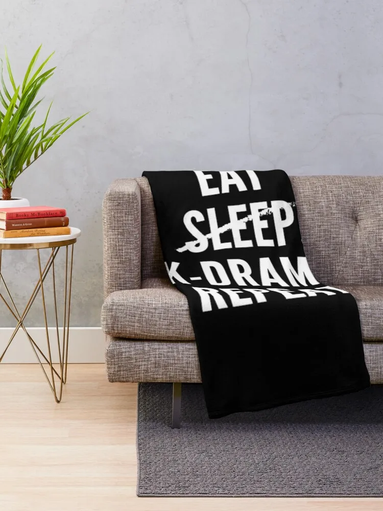 Eat Sleep K-drama Repeat in White Korean drama, Kpop, Korea, Hallyu, Bingewatching, TV, Kawaii, Asia Throw Blanket