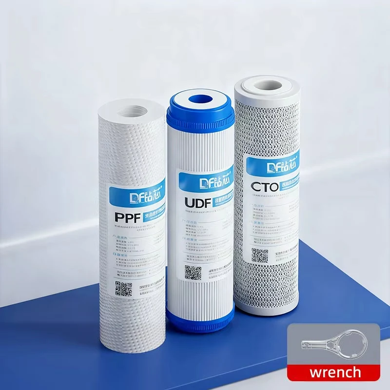 

10 Inch Household Water Purifier Pre PP Cotton Filter+CTO+UDF Water Purification Filter System Replacement Cartridge Set