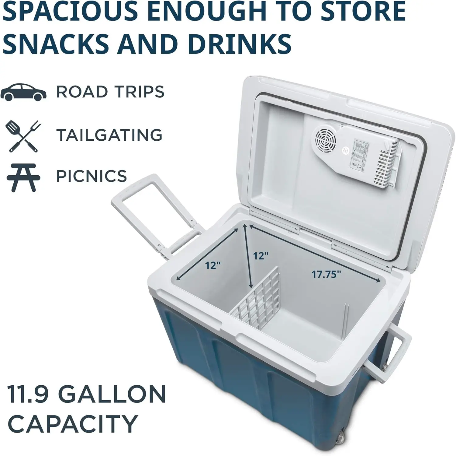 Electric Cooler & Warmer with Wheels & Handle |48 Quart (45 L) Portable Thermoelectric Fridge For vehicles & Trucks| 110