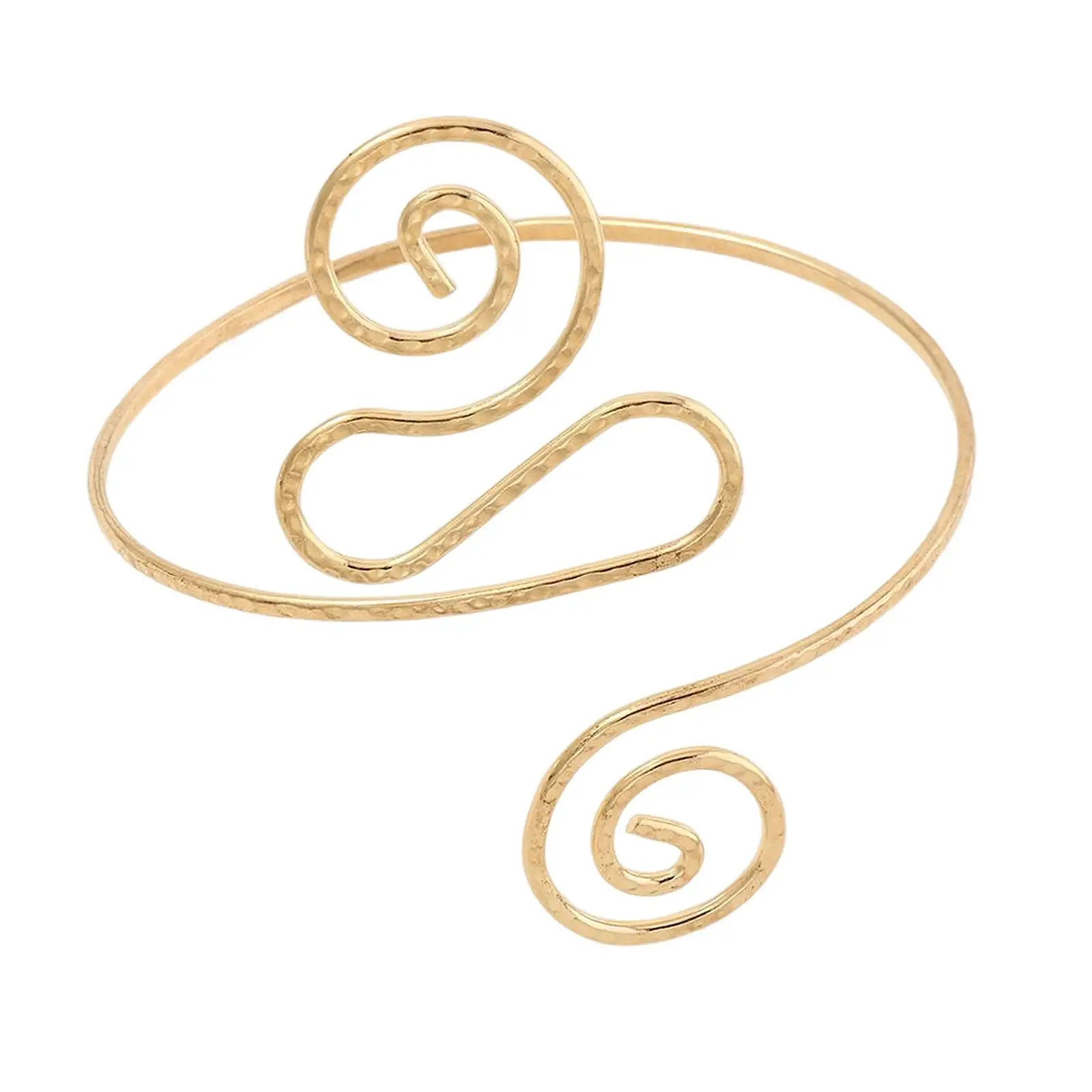 Alloy Arm Cuffs Bangle Gold Upper Arm Bracelet Minimalist Bohemian Swirl Armlet Adjustable Jewelry for Women