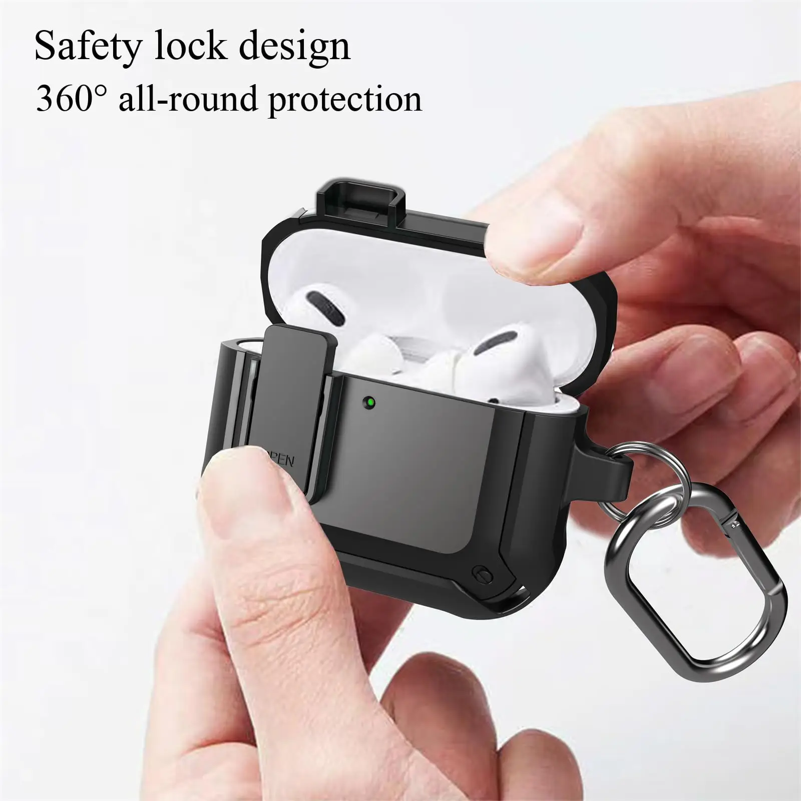 Para AirPods 4 2024 funda con bloqueo de interruptor funda protectora a prueba de golpes con Kit de limpieza funda para auriculares con cordón para AirPods 4 generación