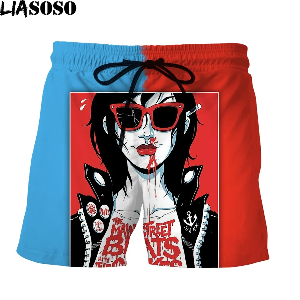 LIASOSO 3D Print Summer Men\'s Shorts Fun Punk Rock Records Retro Fashion Hip Hop New Hot Contrast Color Design Sweatpants Shorts