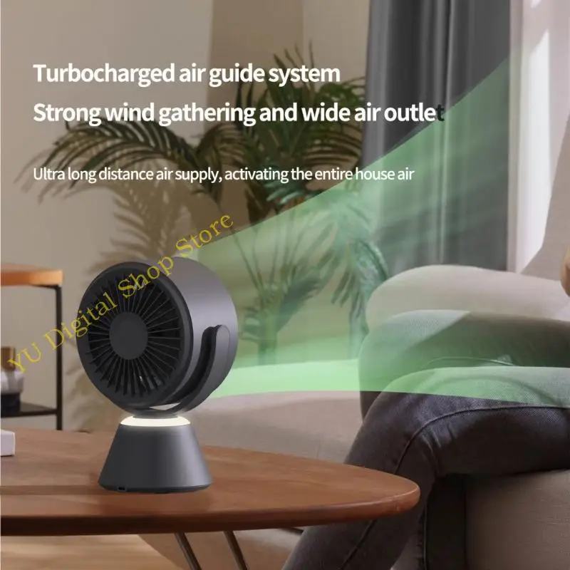 96BA 4000mAh Desk Fan Automatic Shaking Hangings Ceiling Fan LED Light for Camping