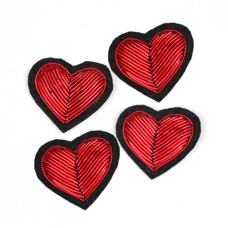 1 Piece India Silk Badage Heart Patches DIY Applique For Clothes Shoes Bags Decoration Creative Badge