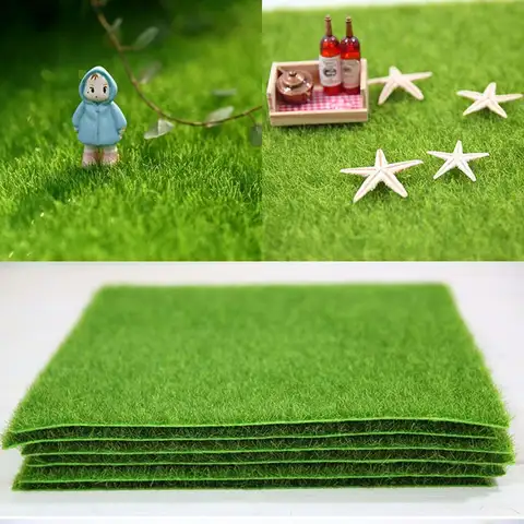 1Pc 15*15/30*30cm Artificial Grassland Simulation Moss Lawn Turf Fake Green Grass Mat Carpet DIY Micro Landscape Garden Decor