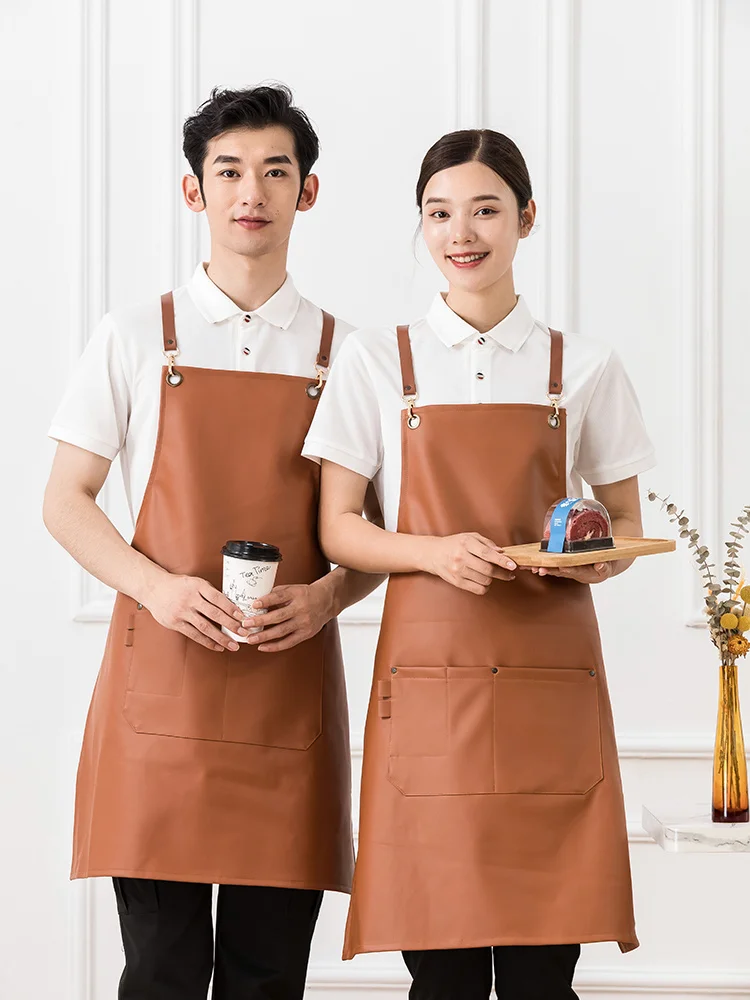 

Hairdresser Apron Waterproof Leather Kitchen Oil Proof Cooking Bib Billy Butcher Coffee Waiter Pet Shop Man Chef Cleaning Overol