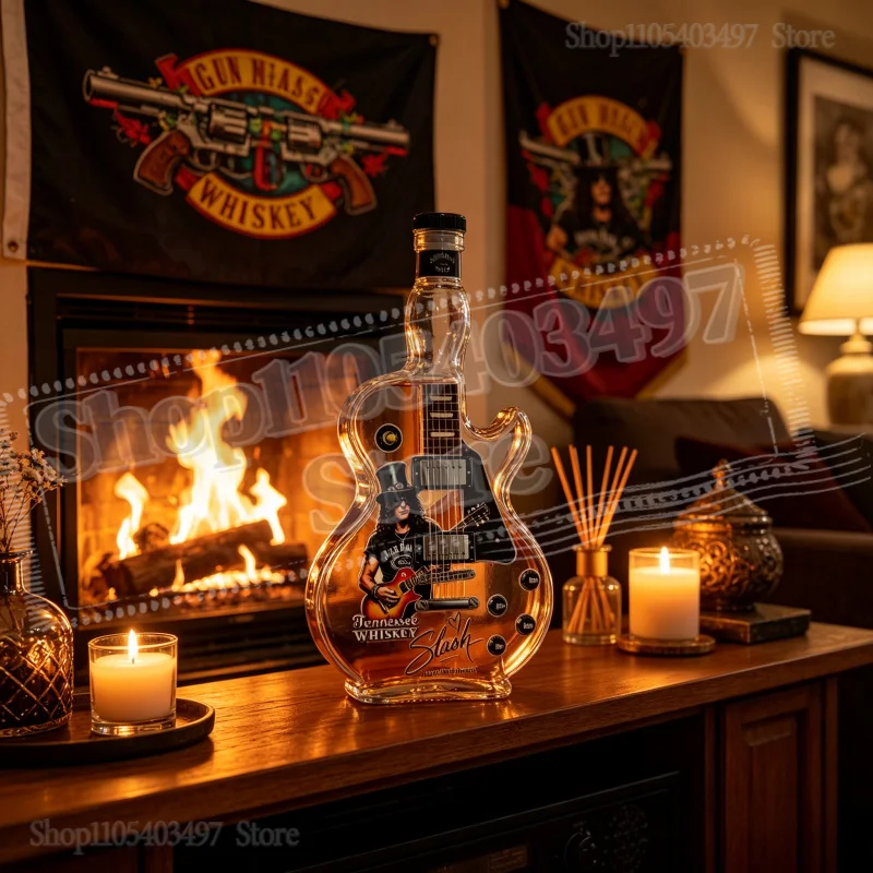 

Slash Guitar Shaped Whiskey Decanter, Guns N' Roses Themed Liquor Bottle, Tennessee Whiskey Collectible Barware for Rock Fans