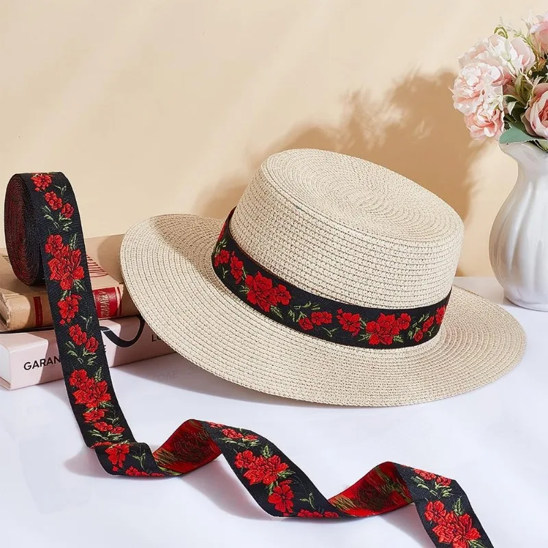 14.87 Yards Floral Embroidered Ribbon 1.3 Inch Vintage Jacquard Ribbon Woven Trim Fabric Sewing Ribbon Embroidery Lace Rabbon