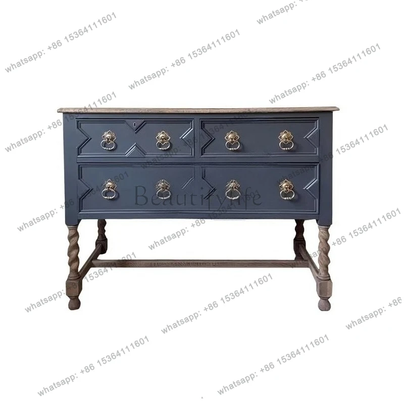 

French solid wood integrated living room entrance hall aisle decoration wall drawer storage cabinet