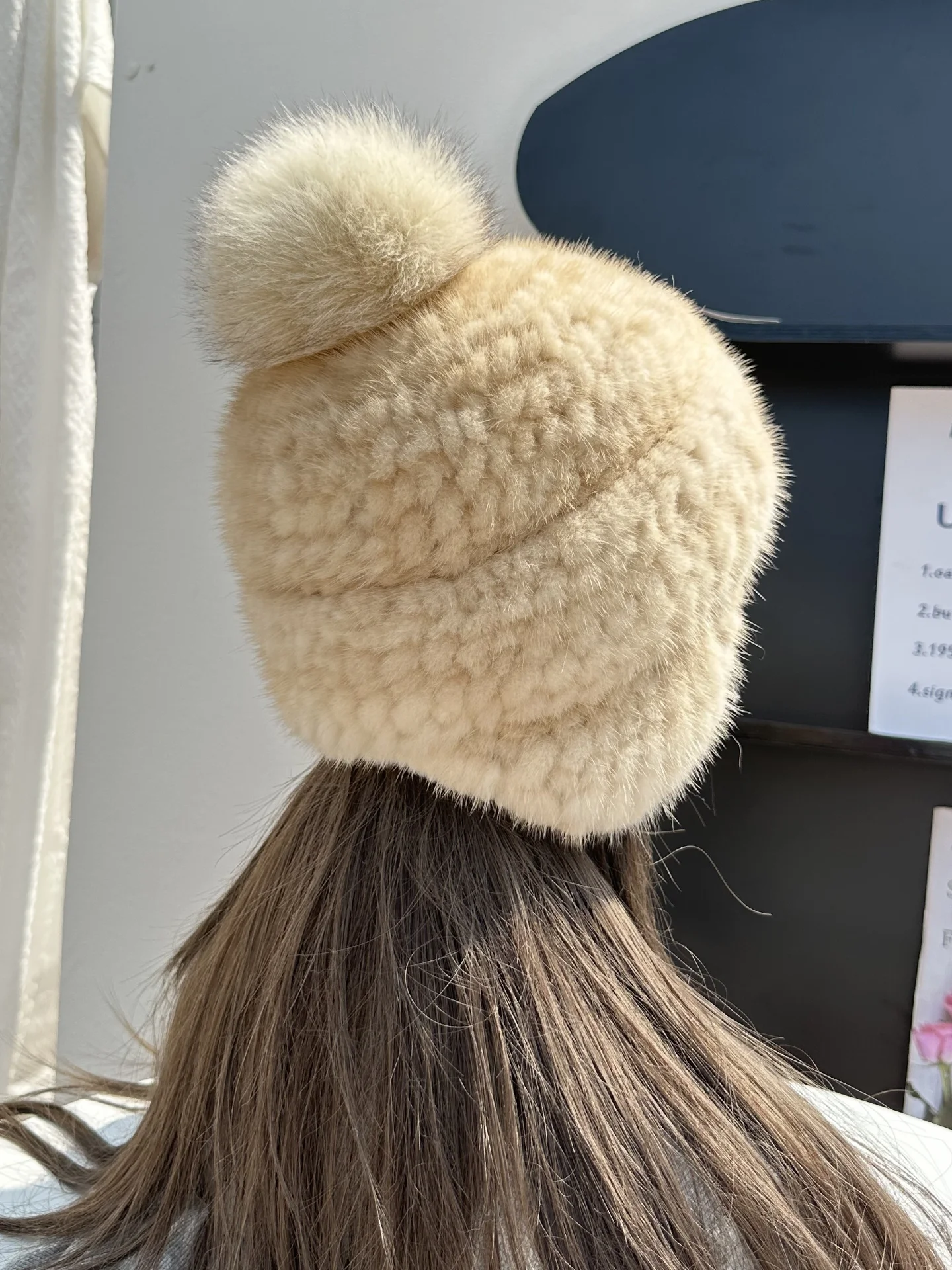 New Winter Ladies Real Mink Fur Hat Warm Thickened Ear Protection Knitted Cap Ladies Winter Fashion Accessories