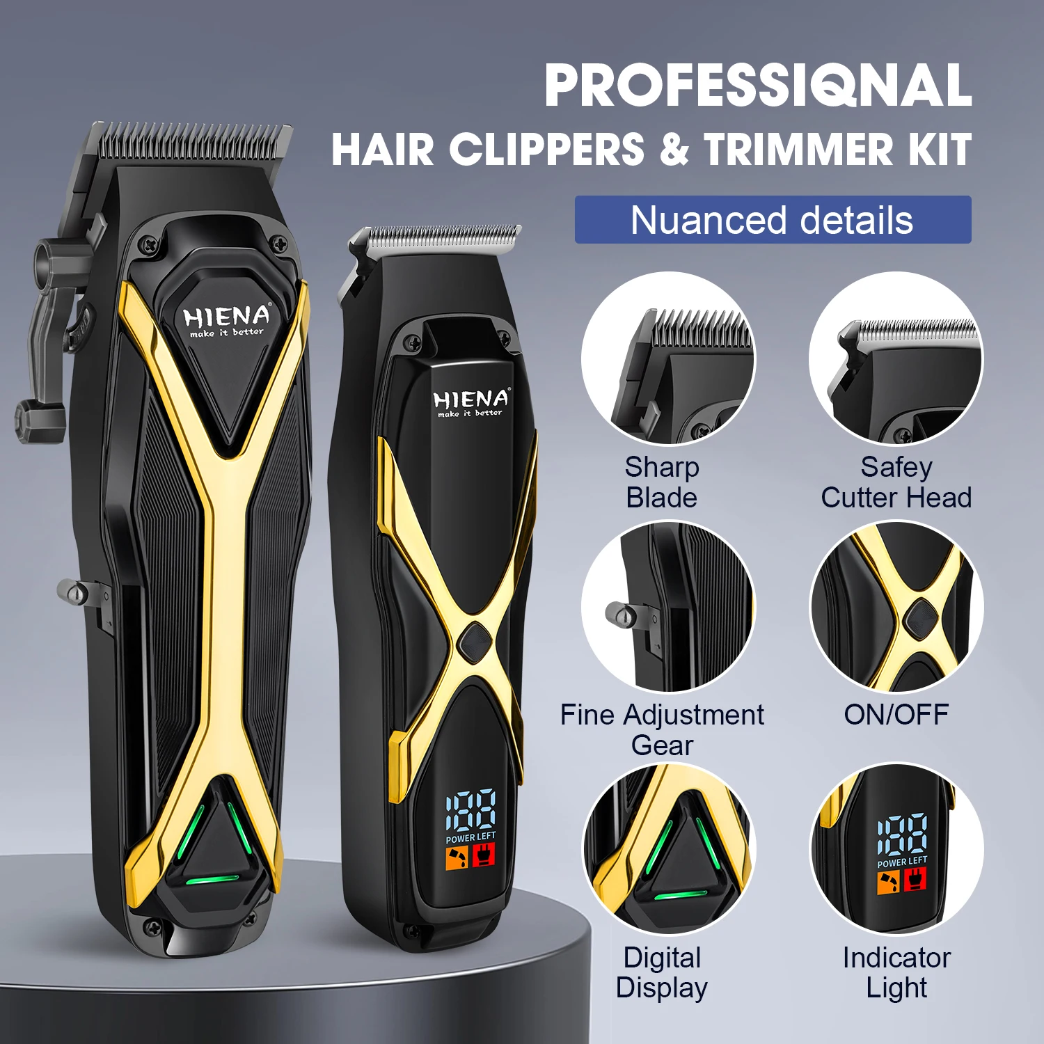 Professionelle Haarschneidemaschine für Männer, Premium-Haarschnitt-Set für zu Hause, kabellose Haarschneidemaschine und Trimmer-Set, Trimmer für Männer
