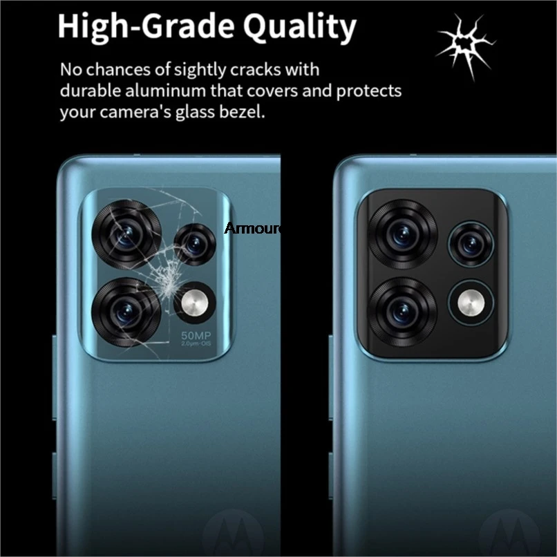 Black Aluminum Alloy Camera Lens Screen Protector for Motorola Moto Edge 40 Pro Metal Camera Cover On for Edge40 40Pro Back Ring