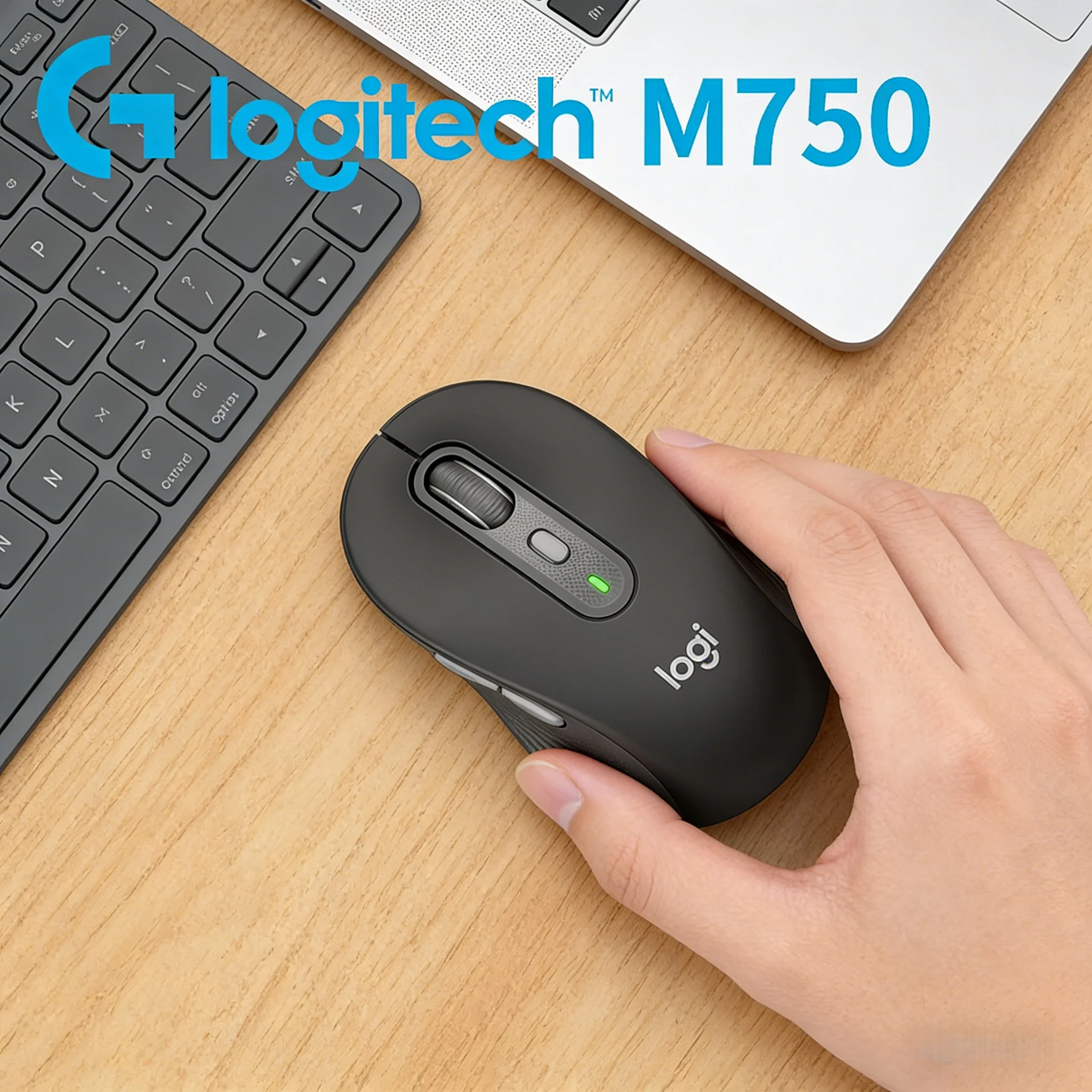 

Беспроводная мышь Logitech Signature M750 Silent с эргономичным контурным дизайном, 6 программируемыми кнопками для дома, офиса, ноутбука и настольного ПК