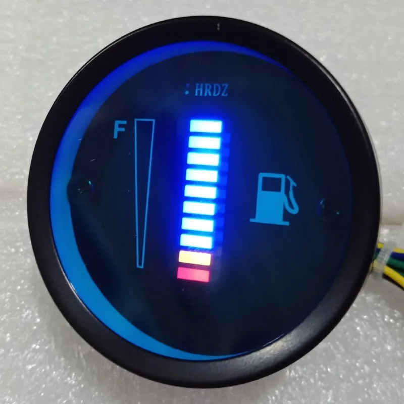 Iron‑cased LED Bar‑type Fuel Gauge 12V Blue Backlight Display Auto Motorcycle Refit Accessory Petrol‑level Monitoring Meter