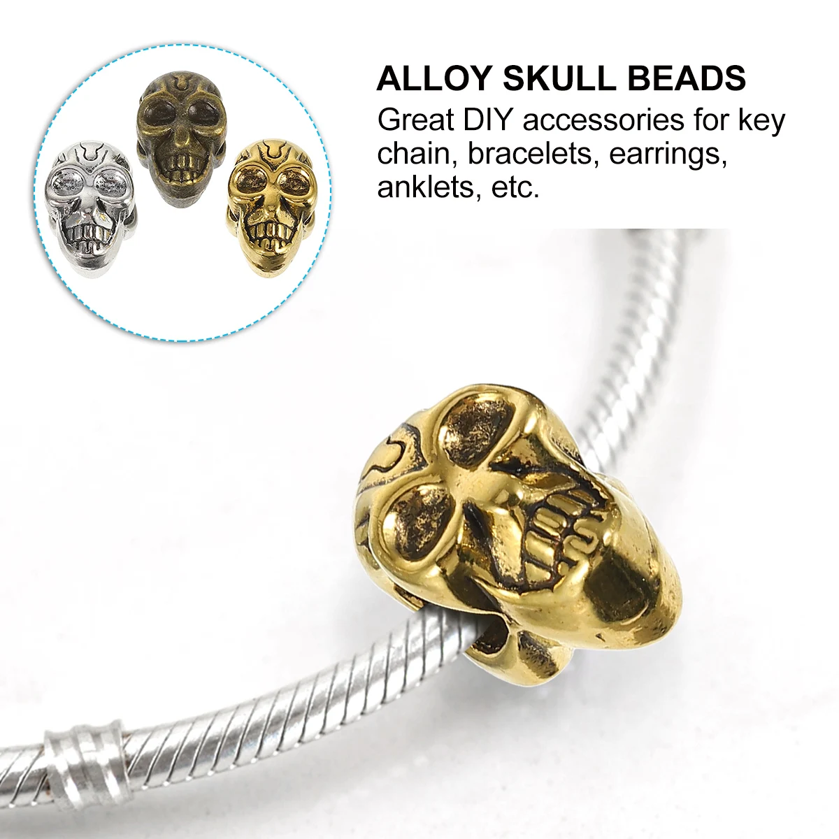 

60 Pcs Halloween Jewelry Charms Alloy Beads Skull Decorate for Bracelets Decoration
