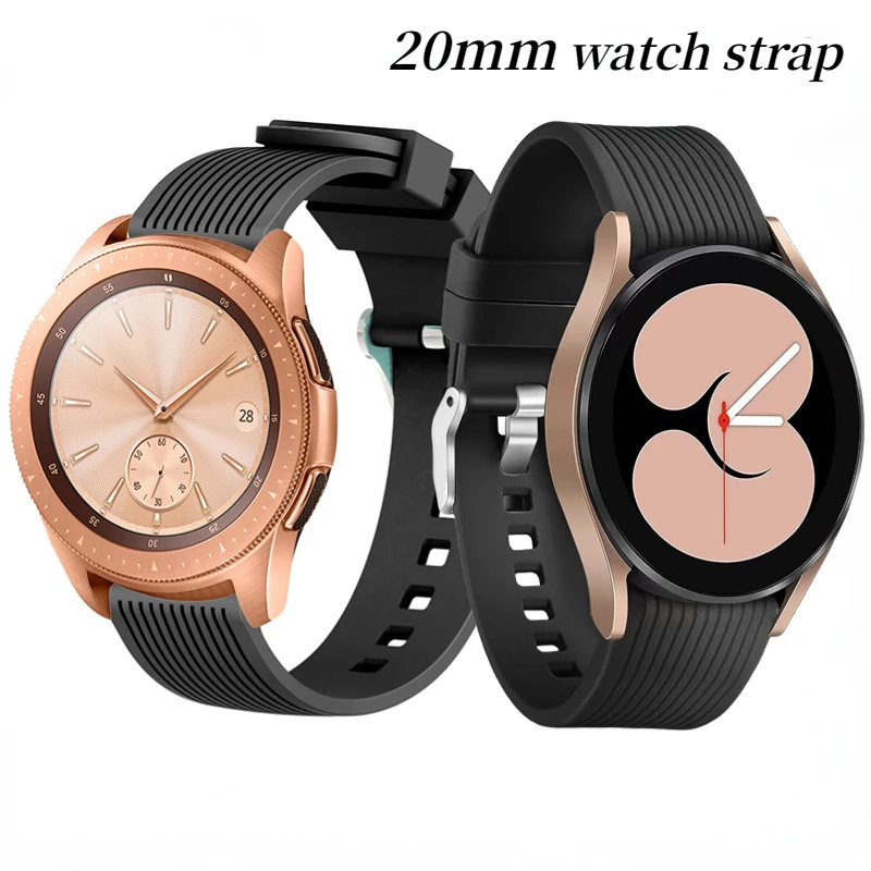 

20mm Silicone Strap For Samsung Galaxy Watch 4/5/6 40mm 44mm Active Huawei Watch GT2 Bracelet Wristband Amazfit Bip/GTS 4 Correa