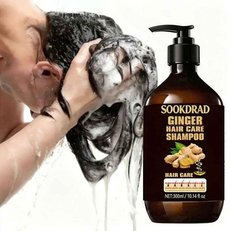 Champú con Extracto de Jengibre, Fortalece las Raíces del Cabello, Mejora la Salud del Cuero Cabelludo 300ml