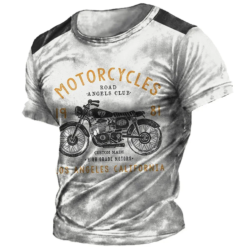 

New Route 66 Men's T-shirt Motorcycle Print Sweatshirt Summer Vintage Pullover O-Neck Loose Tops Male Casual Short Sleeve Tees