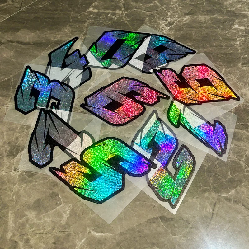1Pc Sea Sand Laser Effect Car Number Sticker,Waterproof Vinyl Decal for Motorcycle Tank,Helmet Box,E-Scooter