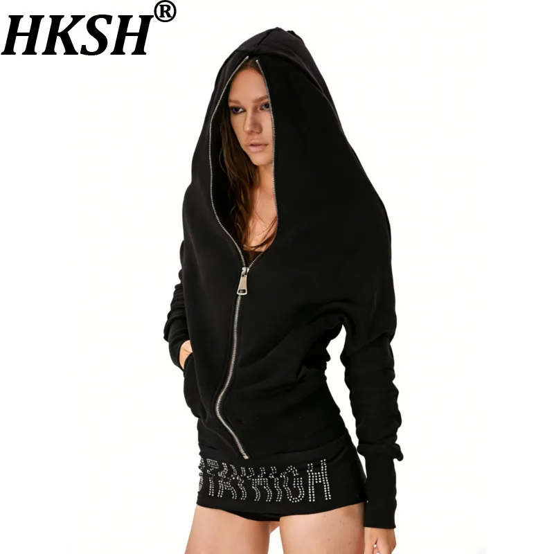 

Женская толстовка с капюшоном HKSH на молнии, с длинными рукавами, однотонная, приталенная, в уличном стиле, модная, спортивная, повседневная, весна-осень HK21865