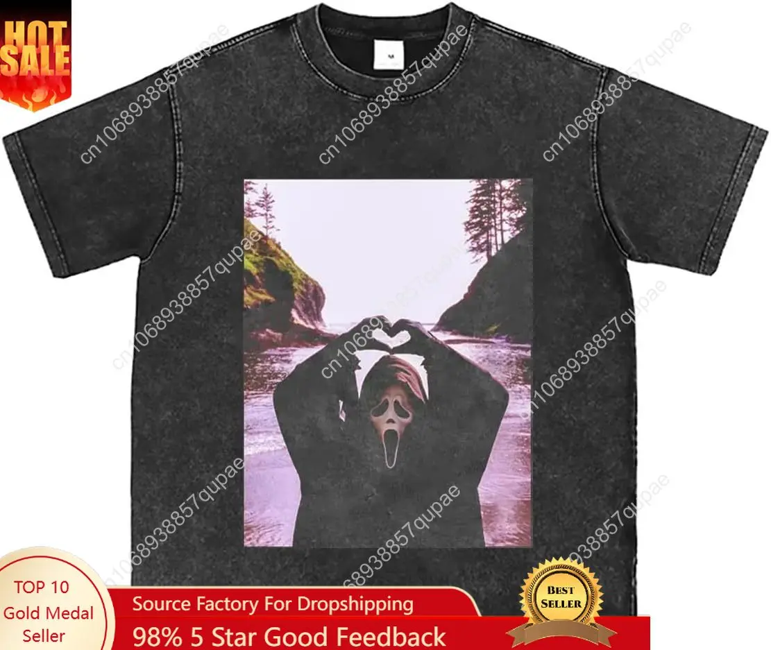 

Bellelement Halloween Horror Movie Funny Scream Ghost Face Graphic T-Shirt