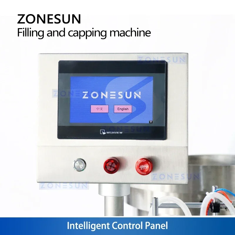 ZONESUN-máquina llenadora y taponadora de botellas exprimibles, llenadora monobloque, tapón interno, ZS-AFC33 de presión