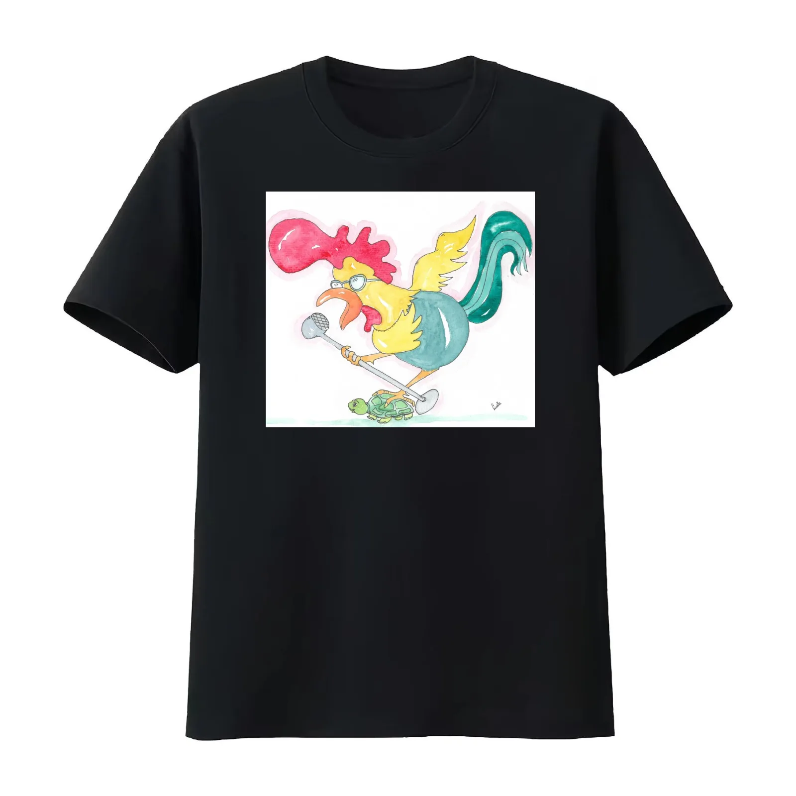 Rocking Rooster T-Shirt Summer Casual Cotton Tee Oversized Streetwear Tops Vintage Graphic Print Loose Fit Short Sleeve
