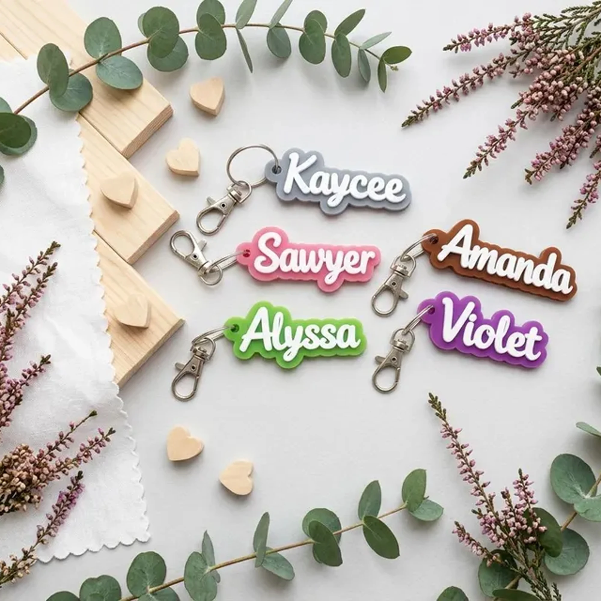 Custom Name Keychains, Personalized Acrylic Tag
