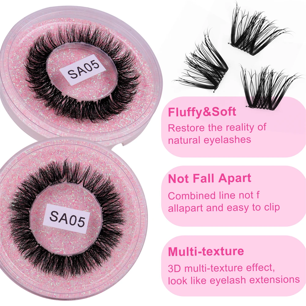 Silk Fan Eyelashes Premade Volume Cluster Training Kit for DIY Eyelash Extensions Starter Set with Glue
