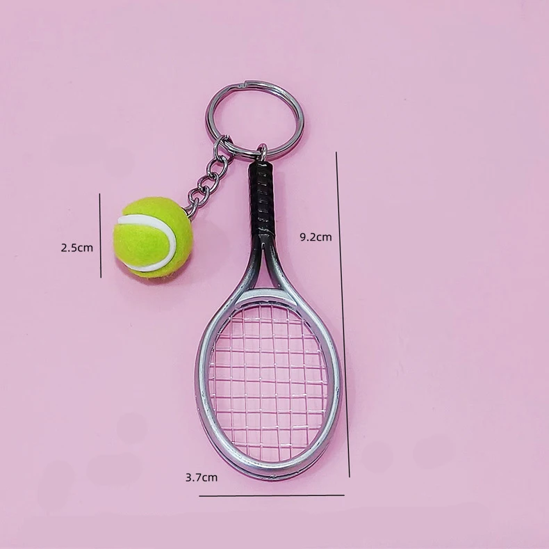 Portachiavi da Tennis, Portachiavi con Ciondolo Mini Racchetta da Tennis 5 Pezzi 10,1 X 4,1 X 0,6 Cm Portachiavi in ​​resina con Mini Palla Racchetta da Tennis per Regali Amanti