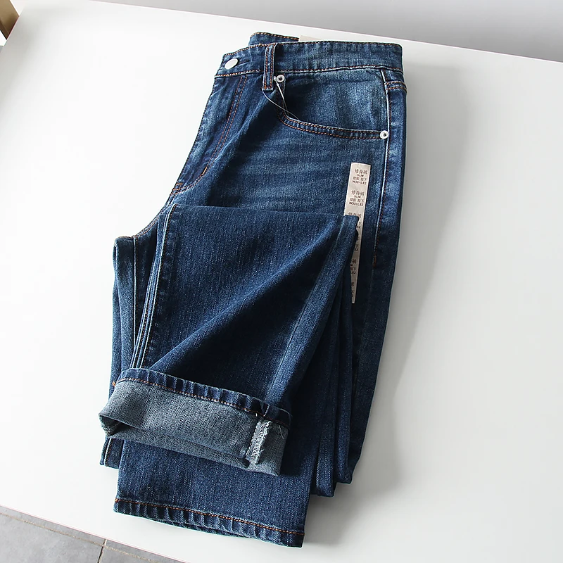 

Comfortable Straight Leg Men's Casual Jeans Elastic Stretchable Soft Autumn Season Men's Faion Straight Cut Loose Fit Jeans