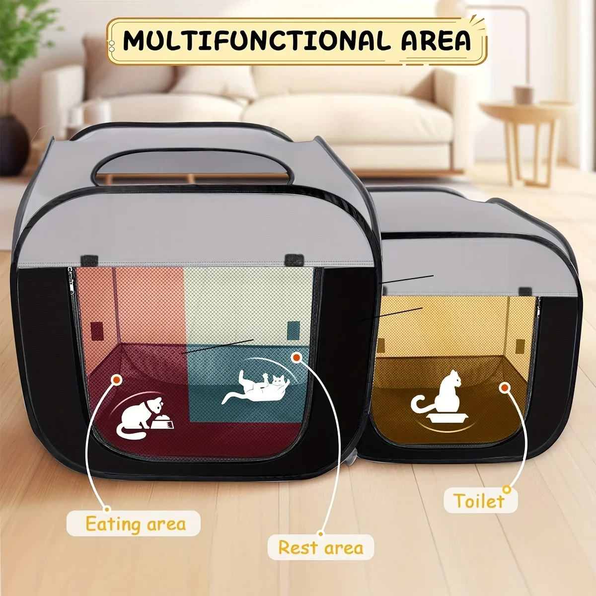 Large Cat Enclosure - Freestanding Design, Portable Indoor/Outdoor Pet Fence, Outdoor Cat Play Area - view 6