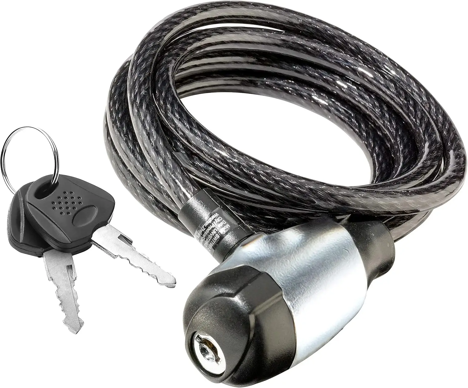 

6 ft x 8 mm Steel Bike Cable Lock with Keys, Protective Vinyl Cover, Carrying Bracket, Anti-Theft Security