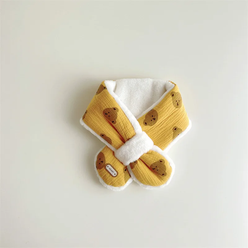 Bär Baby Winter Schal für Mädchen Jungen Koreanische Warme Fleece Kinder Hals Wärmer Kreuz Kinder Schals Baby Zubehör 1-6Y – Detail 12