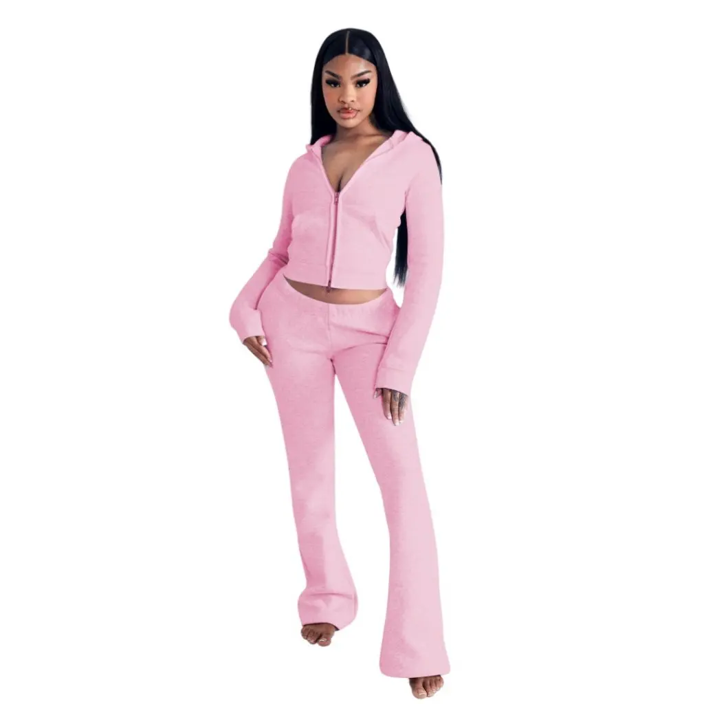 

Yd8819-E2 Women's Fashionable Elegant Hooded Double-Open Two-Piece Set European American Style New Arrival