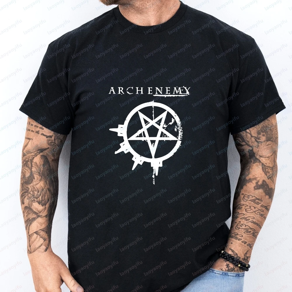 Loose Arch-Enemy Metal Band Print Trendy Short-Sleeved Shirt for Both Men and Women, Large Size T-Shirt with Pattern