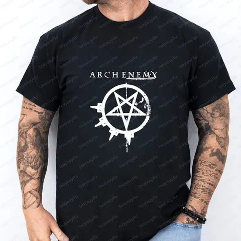 Loose Arch-Enemy Metal Band Print Trendy Short-Sleeved Shirt for Both Men and Women, Large Size T-Shirt with Pattern