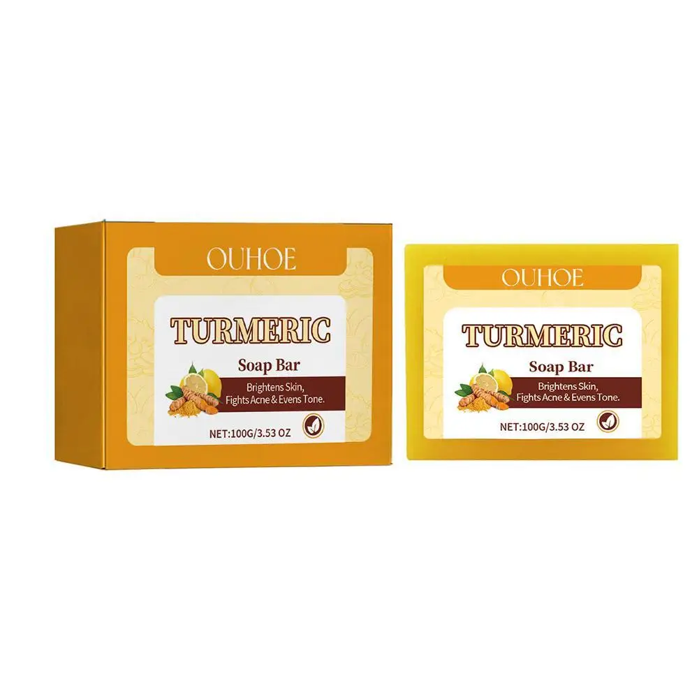 OUHOE Lemon Turmeric Kojic Acid Soap Bar Turmeric Face And Care Body Soap Care Skin Body Oil Removal Acne Soap Whitening Skin