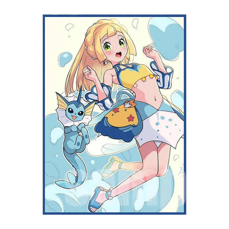 

64Pcs/set 66X92Mm Diy Self Made Lillie Vaporeon Card Sleeve Ws Opcg Ptcg Board Game Card Protection Cover Anime Card Gift Toys