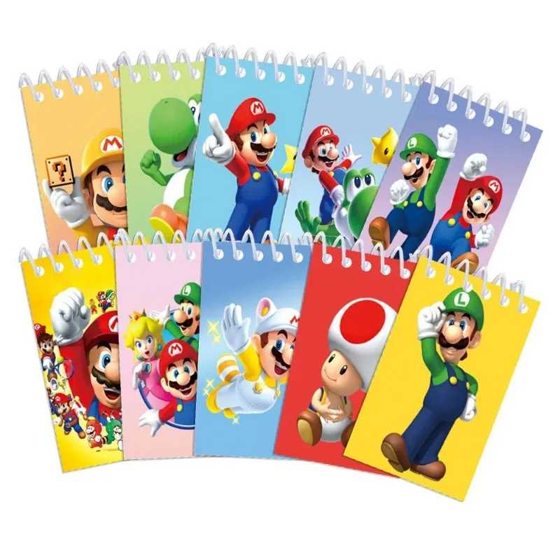 10pcs Game Super Marios Bros Notebook Anime Binder Tear-off Memo Pad Portable Diary Planner Schedule Mini Journal Supplies Gifts