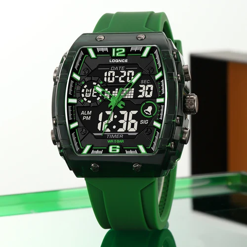 Imagen 2 del producto LOQNCE 98003, reloj cronógrafo con alarma para hombre, 5bar, relojes impermeables, pantalla LED, reloj Digital de choque, reloj para hombre, relojes deportivos al aire libre